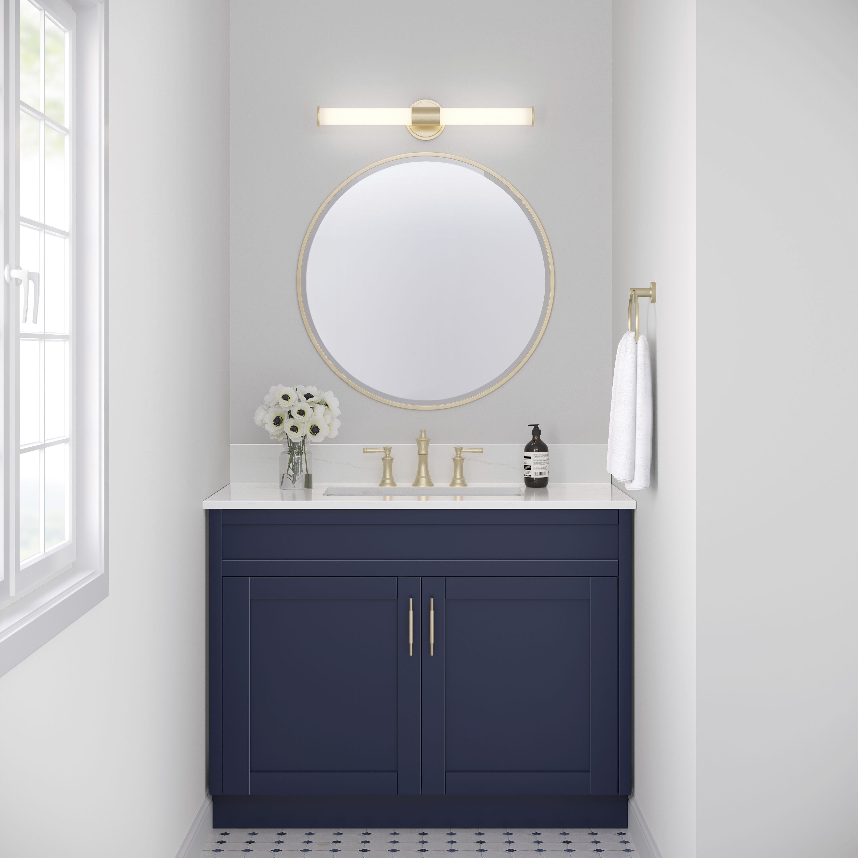 Trumann LED 24 inch Modern Gold Bathroom Vanity Light Bar Wall Light